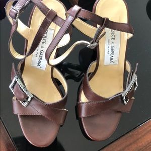 Dolce & Gabbana Vintage Wooden Heel Sandals SZ35